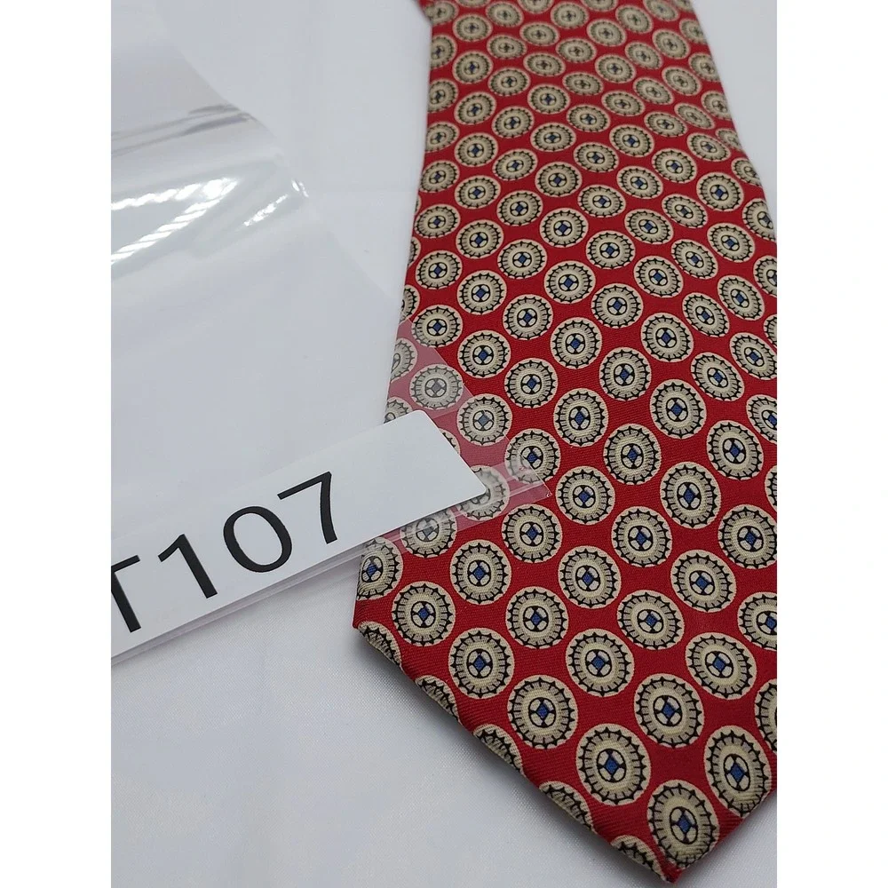 Jos A Bank Executive Collection Red Silk Medallion Geometric Mens Necktie T107